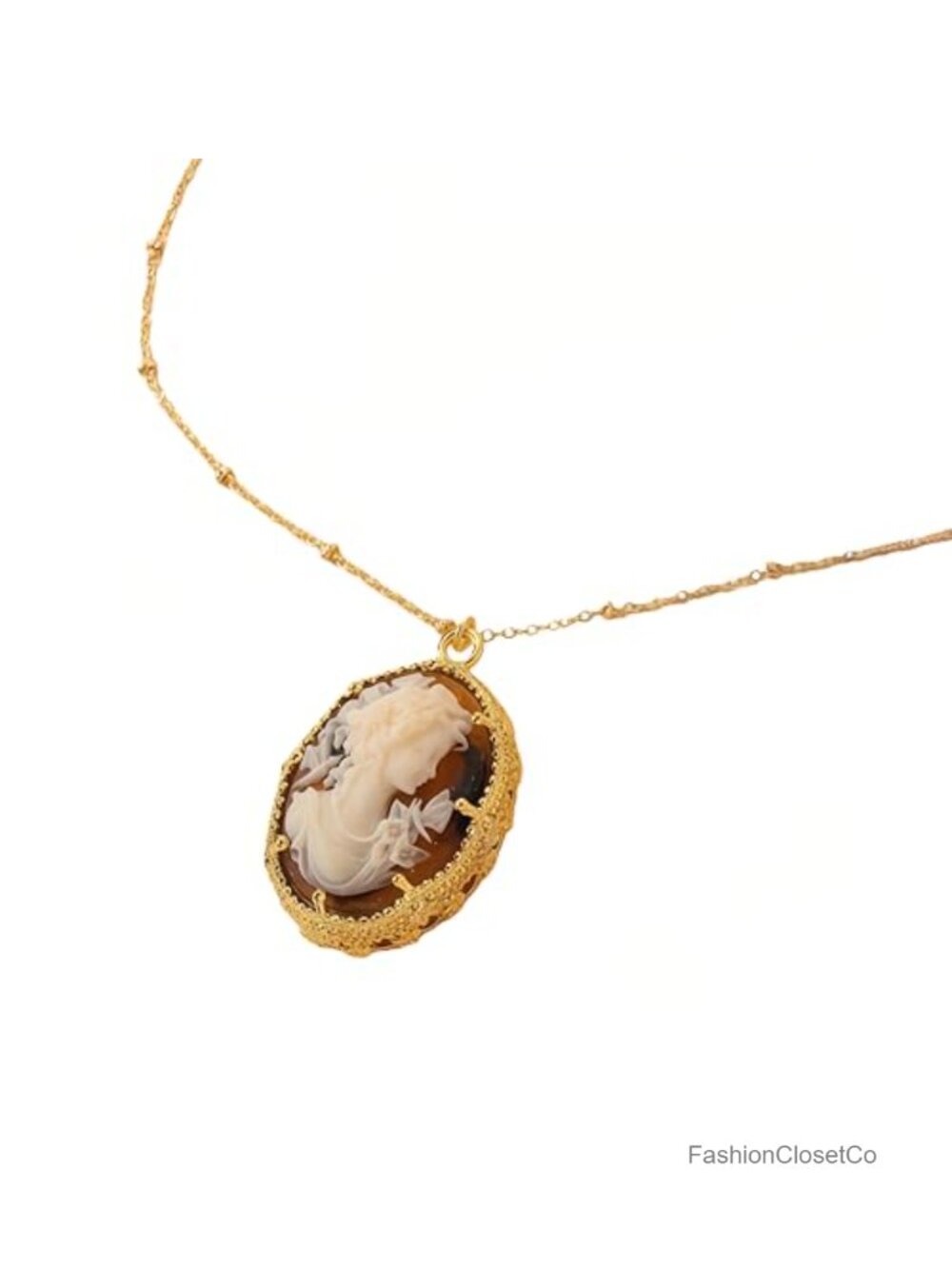 Vintage Cameo Pendant Necklace Zinc Alloy Victorian Renaissance Jewelry